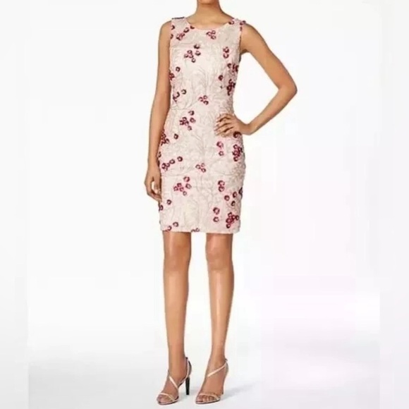 Calvin Klein Embellished Floral Sheath Dress Women Size 16 - Picture 1 of 8